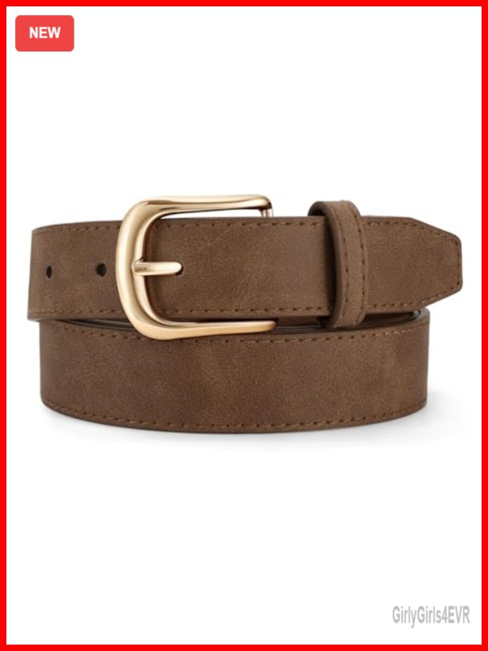Women's PU Leather Vintage Waist Belt with Gold Buckle for Jeans Pants Dress